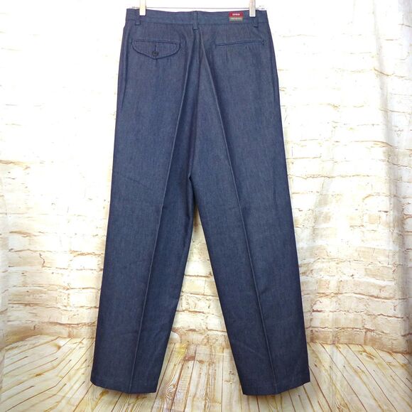 Edwin Jeans Men 33 (30X31) Blue Wide Leg Relaxed Pleated Chino Trouser Y2K Japan - Picture 2 of 13